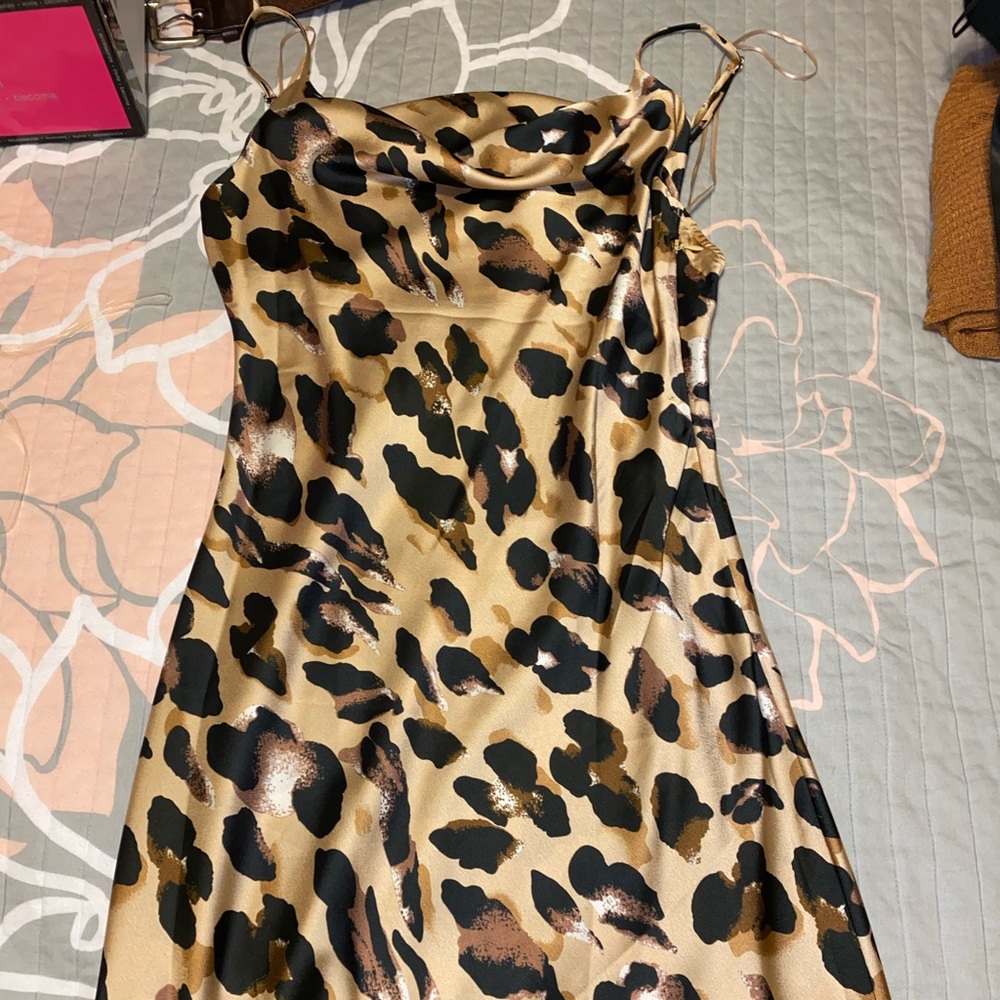 Fashion Nova Cow Neck Midi leopard dress